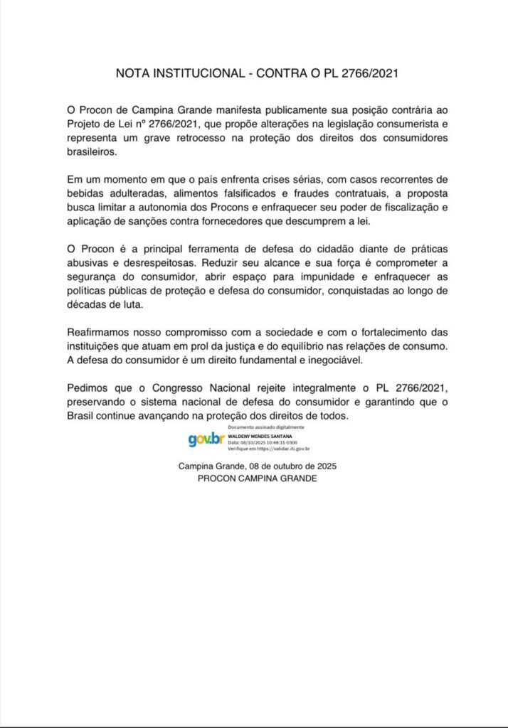 IMG-20251008-WA0043-714x1024 Procon de Campina Grande alerta que projetos em tramitação no Congresso podem limitar atuação dos órgãos de defesa do consumidor