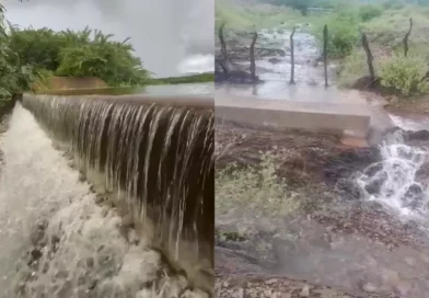 Açudes Tubarão e Tubarãozinho, em São José do Bonfim, transbordam após fortes chuvas